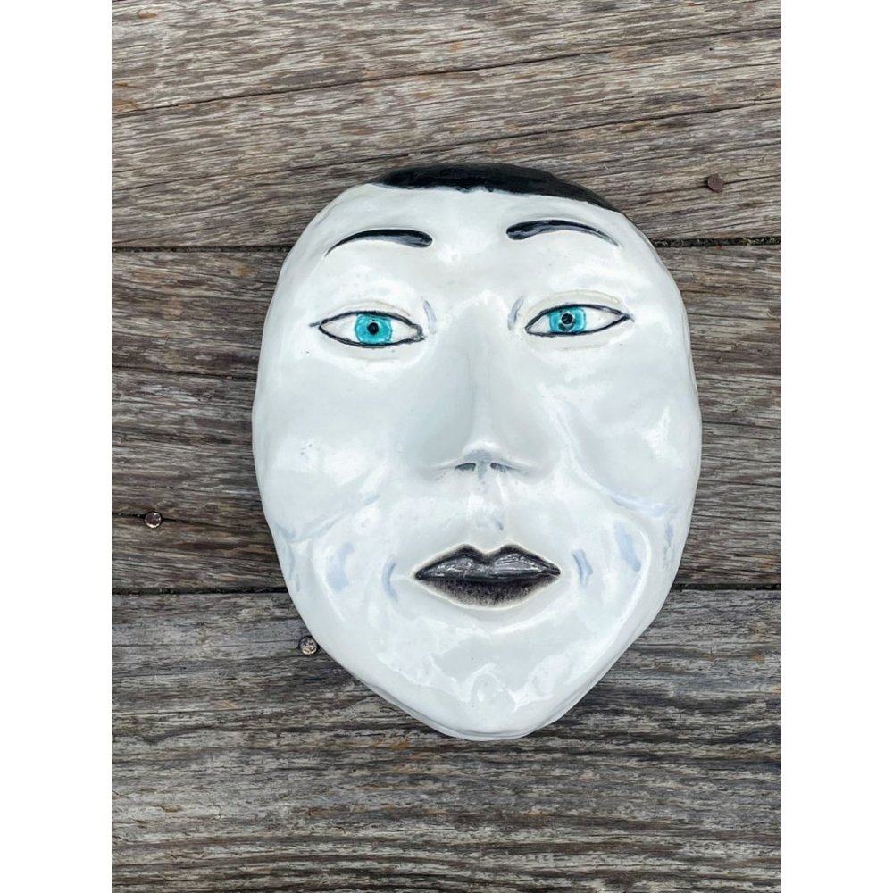 Vintage Asian Japanese Plaster Face Mask Wall Decor